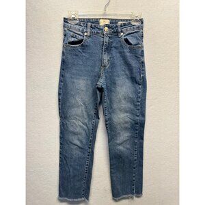 Cotton On 91 Womens Mid-Rise Blue Denim Jeans Size 2 Distressed Hem Casual